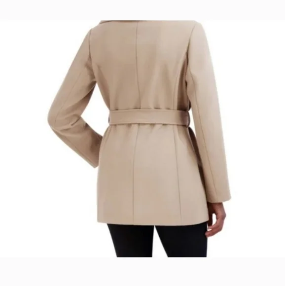 NWT Tahari Ladies' Faux Wool Wrap Coat, Cream, Nwt - Picture 5 of 8